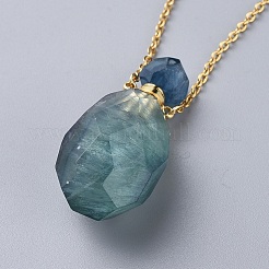 Natural Gemstone Perfume Bottle Pendant Necklaces&nbsp;NJEW-F251-11