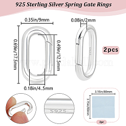 2Pcs 925 Sterling Silver Spring Gate Rings&nbsp;STER-BBC0008-68
