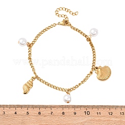 Conch & Shell Shape 304 Stainless Steel Charm Bracelets&nbsp;BJEW-F519-02A-G