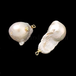Brass & Pearl Micro Pave Cubic Zirconia Pendants&nbsp;KK-H259-13A-G02