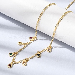 Brass Micro Pave Cubic Zirconia Teardrop Pendant Necklaces&nbsp;NJEW-B157-11G