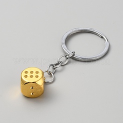 Zinc Alloy Dice Keychains&nbsp;AJEW-WH0504-77G
