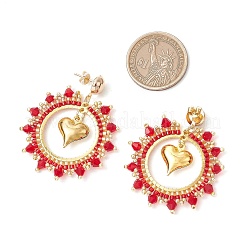Iron Heart Dangle Stud Earrings&nbsp;EJEW-MZ00405-01