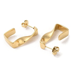 Ion Plating(IP) 304 Stainless Steel Twist Rectangle Stud Earrings&nbsp;EJEW-Z022-30G