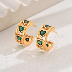 Elegant Heart Brass Cubic Zirconia Stud Earrings&nbsp;GX1194-1