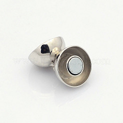 Anti-Tarnish Rhodium Plated 925 Sterling Silver Round Magnetic Clasps&nbsp;STER-L018-04