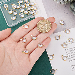 30Pcs Brass Edge & Loop Micro Pave Clear Cubic Zirconia Charms&nbsp;KK-PH0010-41