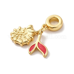 Brass Enamel European Dangle Beads&nbsp;KK-Q098-38G-B