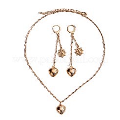 Alloy Heart & Flower Leverback Earrings & Pendant Necklaces Sets for Women&nbsp;WG5521E-01