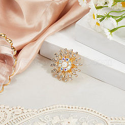 Flower Alloy Rhinestone Brooches for Backpack Clothes&nbsp;JEWB-WH20011-02A