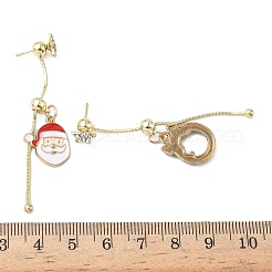 Christmas Aloy Enamel Dangle Stud Earrings for Women&nbsp;EJEW-F399-05A-G