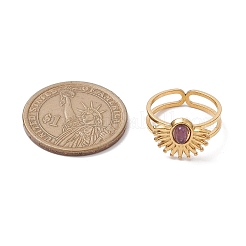 Natural White Jade & Amethyst & Lapis Lazuli & Tiger Eye 7 African Turquoise Finger Ring&nbsp;RJEW-JR00767-01