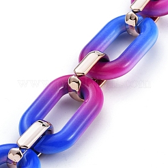 Handmade Two Tone Opaque Acrylic Cable Chains&nbsp;AJEW-JB00635-03