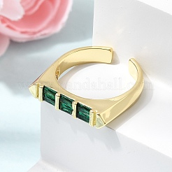 Brass Micro Pave Cubic Zirconia Cuff Open Rings for Women&nbsp;RJEW-L343-02G-02