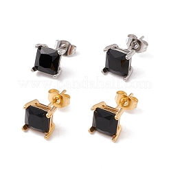 6 Pairs Tiny Cubic Zirconia Square Stud Earrings&nbsp;EJEW-G291-01A-M