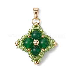 Natural Malaysia Jade/Yellow Jade/Carnelian/Black Onyx/Synthetic Turquoise & Glass Seed Beaded Woven Pendants&nbsp;PALLOY-MZ00365