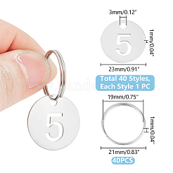 Number 1~40 201 Stainless Steel Numbered Marking Identification Hang Tags&nbsp;STAS-UN0057-07