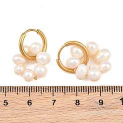 2 Pairs Natural Pearl Beaded Ring Dangle Hoop Earrings for Girl Women&nbsp;EJEW-NB0001-06