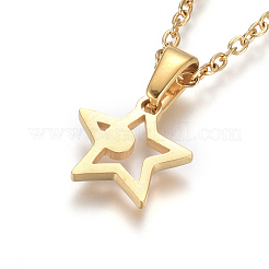 304 Stainless Steel Pendant Necklaces&nbsp;NJEW-F275-06G