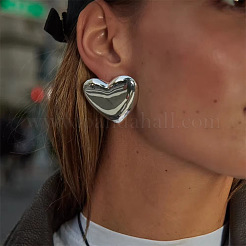 304 Stainless Steel Heart Stud Earrings&nbsp;ME6612-2