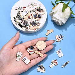 32Pcs 8 Styles Graduation Season Alloy Enamel Pendants&nbsp;ENAM-YW0005-72