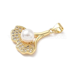 Brass Micro Pave Cubic Zirconia Pendants&nbsp;KK-D426-12G