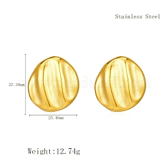Stylish 304 Stainless Steel Flat Round Striped Button Stud Earrings&nbsp;NI1376