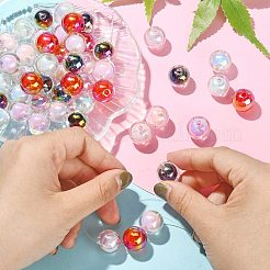 100Pcs UV Plating Transparent Rainbow Iridescent Acrylic Beads&nbsp;TACR-CJ0001-59