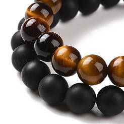 2Pcs Natural Mixed Stone and Brass Cubic Zirconia Beads Stretch Bracelets Set for Women Men&nbsp;BJEW-JB08942