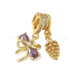 Brass Micro Pave Cubic Zirconia Pendants&nbsp;CU-CBA4231-11G