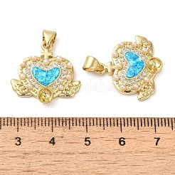 Rack Plating Brass Micro Pave Clear Cubic Zirconia Pendants&nbsp;KK-P268-09G