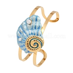 Shell Shape 304 Stainless Steel Enamel Cuff Bangles for Women&nbsp;BJEW-A049-04A-G