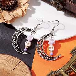 Halloween Alloy Synthetic Turquoise Dangle Earrings&nbsp;EJEW-JE05844-02
