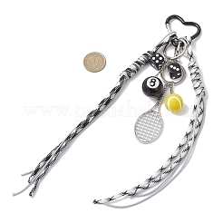 Dice Badminton Racket Alloy & Resin & Cloth Fabric Pendant Decorations&nbsp;HJEW-JM04285