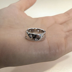 Brass Micro Pave Clear Cubic Zirconia Cuff Open Rings&nbsp;WGA3C2A-01