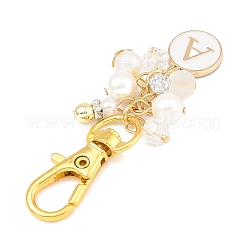 Flat Round with Letter A`Z Alloy Enamel Pendant Decoration&nbsp;HJEW-JM02403