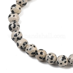 Natural Dalmatian Jasper Jasper Round Beaded Bracelets&nbsp;X-BJEW-G073-16
