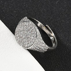 Brass Micro Pave Cubic Zirconia Cuff Rings for Women&nbsp;RJEW-A069-13P-03