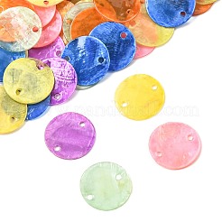 56Pcs 7 Colors Spray Painted Natural Capiz Shell Connector Charms&nbsp;BSHE-FS0001-13