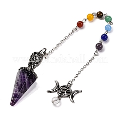 Natural Amethyst Pointed Hexagonal Cone Dowsing Pendulums&nbsp;G-Q184-03E-AS