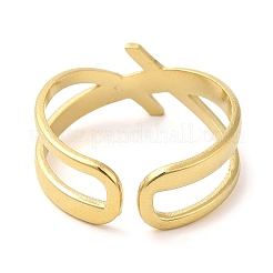 304 Stainless Steel Hollow Open Cuff Ring for Women&nbsp;RJEW-I098-18G
