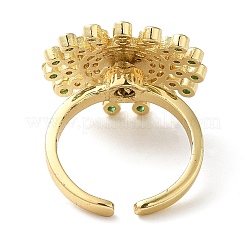 Rotatable Cubic Zirconia Flower Open Ring&nbsp;RJEW-Q776-05G
