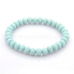 Faceted Opaque Solid Color Crystal Glass Rondelle Beads Stretch Bracelets&nbsp;BJEW-F072-M
