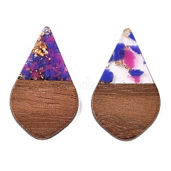 Transparent Resin and Walnut Wood Pendants&nbsp;RESI-T057-06G