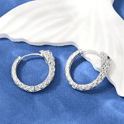 Brass Green Cubic Zirconia Hoop Earrings&nbsp;EJEW-Q016-12P