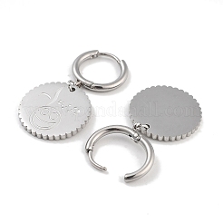 Tarnish Resistant Flat Round with Smiling Face 304 Stainless Steel Dangle Earrings&nbsp;EJEW-L283-085P