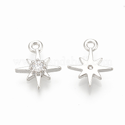 Brass Cubic Zirconia Charms&nbsp;ZIRC-Q002-143P