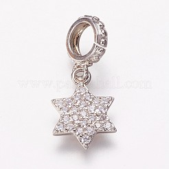 Brass Cubic Zirconia European Dangle Charms&nbsp;KK-P134-04