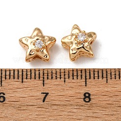 Brass Micro Pave Clear Cubic Zirconia Beads&nbsp;KK-Z112-41G