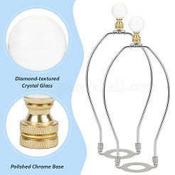 Glass Crystal Lamp Finials with Iron Finish Base&nbsp;FIND-WH0148-176C